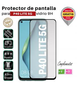 Set Protector de Pantalla para Huawei P40 Lite 5G Negro cristal templado 3D Completo