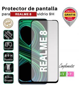 Set Protector de Pantalla para Realme 8 Negro cristal templado 3D Completo