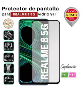 Set Protector de Pantalla para Realme 8 5G Negro cristal templado 3D Completo