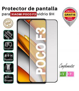 Set Protector de Pantalla para Xiaomi Poco F3 Negro cristal templado 3D Completo