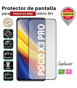 Set Protector de Pantalla para Xiaomi Poco X3 Pro Negro cristal templado 3D Completo