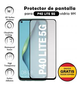 Protector de Pantalla para Huawei P40 Lite 5G Negro cristal templado 3D Completo
