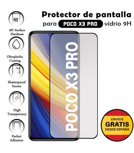Protector de Pantalla para Xiaomi Poco X3 Pro Negro cristal templado 3D Completo