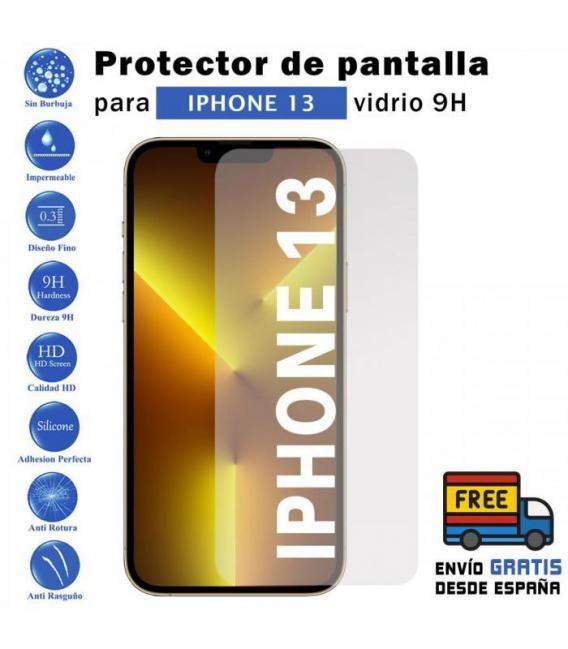 Protector de pantalla Iphone 13 de Cristal Templado Vidrio 9H para movil - Todotumovil
