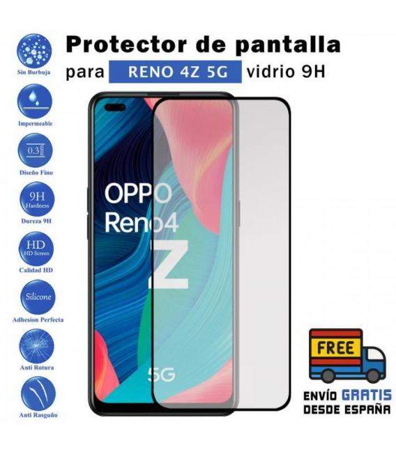 Protector de pantalla Oppo Reno 4Z 5G Negro de Cristal Templado Vidrio 9H para movil - Todotumovil