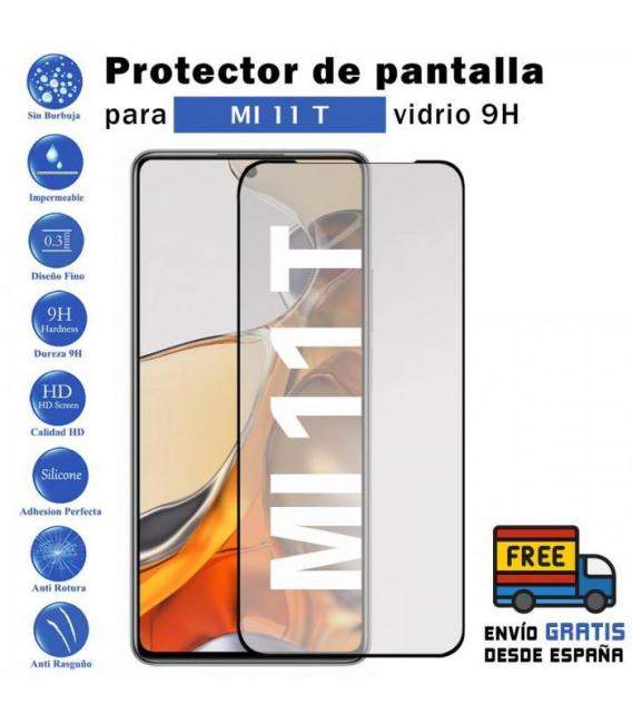 Protector de pantalla Xiaomi MI11T Negro de Cristal Templado Vidrio 9H para movil - Todotumovil