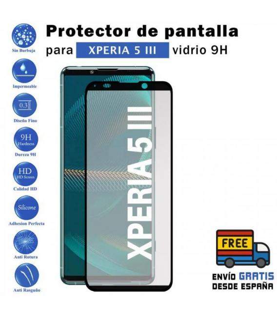 Protector de pantalla Xperia 5 III Negro de Cristal Templado Vidrio 9H para movil - Todotumovil
