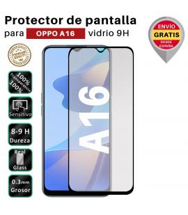 Protector de Pantalla para Oppo A16 Negro cristal templado 3D Completo