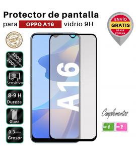 Set Protector de Pantalla para Oppo A16 Negro cristal templado 3D Completo