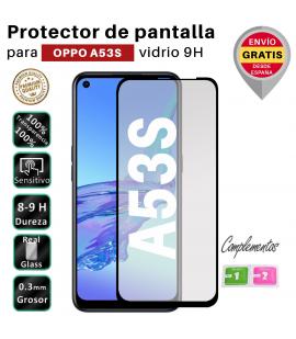 Set Protector de Pantalla para Oppo A53s Negro cristal templado 3D Completo