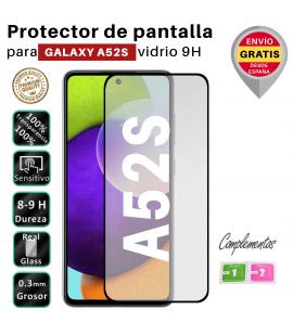 Set Protector de Pantalla para Samsung A52s Negro cristal templado 3D Completo