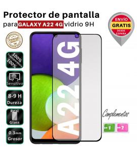 Set Protector de Pantalla para Samsung A22 4G Negro cristal templado 3D Completo