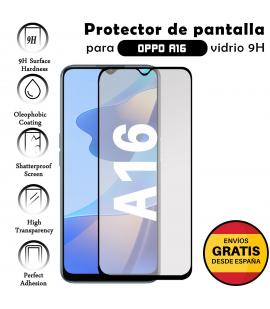 Protector de Pantalla para Oppo A16 Negro cristal templado 3D Completo
