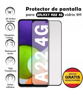 Protector de Pantalla para Samsung A22 4G Negro cristal templado 3D Completo