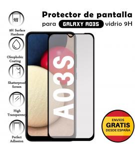 Protector de Pantalla para Samsung A03s Negro cristal templado 3D Completo