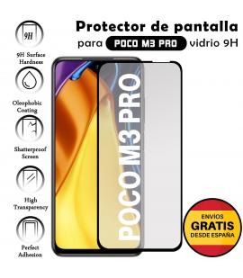 Protector de Pantalla para Xiaomi Poco M3 Pro Negro cristal templado 3D Completo