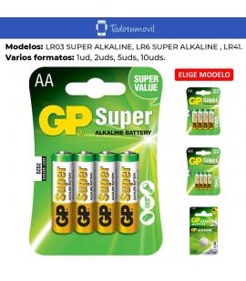 Pila GP super alcalina. Pilas LR41 LR03 LR06. Tamaños 1ud 2uds 5uds 10uds