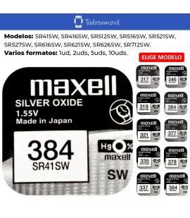 Pila Maxell óxido de plata SR41SW,SR416SW,SR512SW,SR516SW,SR521SW, SR527SW, SR616SW, SR621SW, SR626SW, SR712SW. Tamaños 1ud 5uds