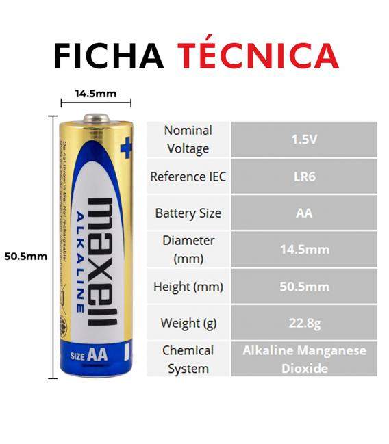 Pilas Maxell bateria original Alcalina Tipo AA LR6 en blister 32X Unidades