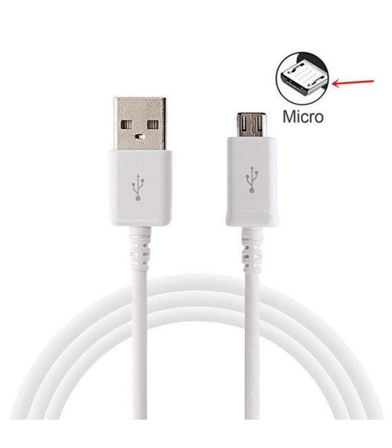 Cable Micro USB para movil de carga y datos. En blanco o negro de 1 o 2 metros, para Huawei Xiaomi Samsung Galaxy
