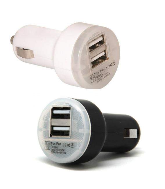 Cargador de Mechero Dual para movil y tablet coche viaje Doble USB. Elija Color