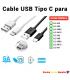 Cable USB Tipo C para LG k22 K30 K40 K40S K41S k42 K50 K50S K51S k61 de Carga rapida y Datos para móviles de 1 metro y 2 metros - thumbnail 1