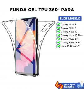 Funda TPU 360 para Samsung Galaxy Note 8 9 10 20 5G Plus Ultra. Carcasa doble cara transparente de silicona para movil