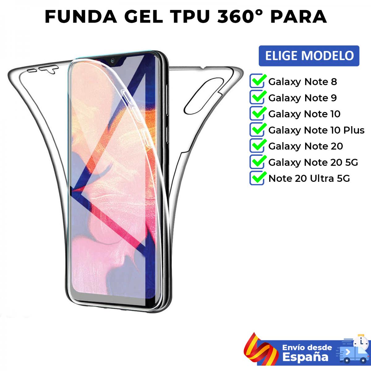 Diseño degradado de cristal transparente fino y resistente a los arañazos Funda de silicona Ikasus para Samsung Galaxy Note 8 con cobertura total de 360 grados 