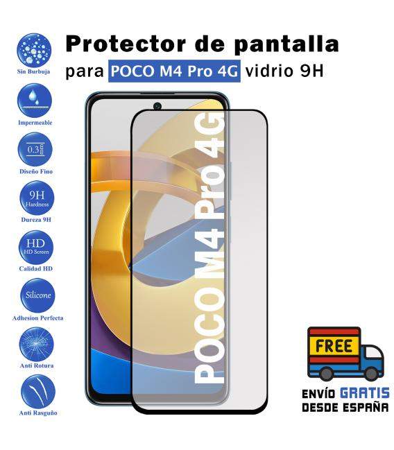 Protector de pantalla Xiaomi POCO M4 Pro 4G NEGRO de Cristal Templado Vidrio 9H para movil - Todotumovil