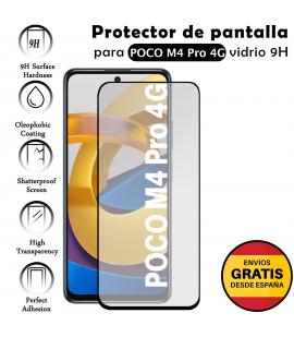 Kit Protector de Pantalla Xiaomi POCO M4 Pro 4G NEGRO cristal templado 3D Completo