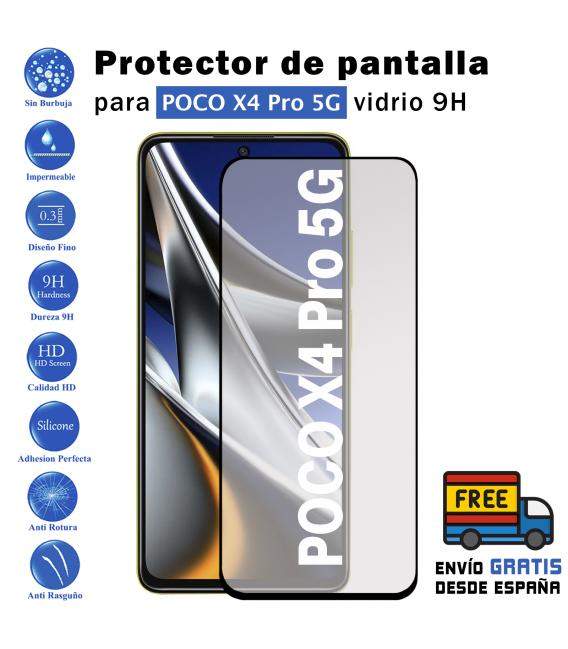 Protector de pantalla Xiaomi POCO X4 Pro 5g NEGRO de Cristal Templado Vidrio 9H para movil - Todotumovil