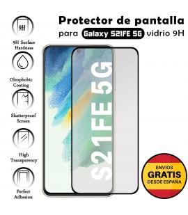 Kit Protector de Pantalla para Samsung S21FE 5G NEGRO cristal templado 3D Completo