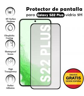 Kit Protector de Pantalla para Samsung S22 PLUS NEGRO cristal templado 3D Completo