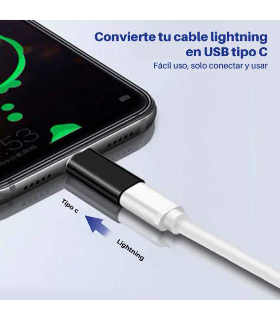 Adaptador de 8 pines a Usb tipo C para iphone, Conector de cargador tipo c, convertidor de sincronización de datos