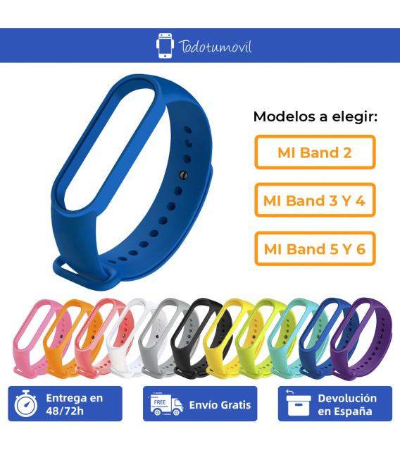 Correa de recambio para Xiaomi Mi Band 1 2 3 4 5 y 6. Pulsera de silicona de reloj inteligente en diferentes colores resistente