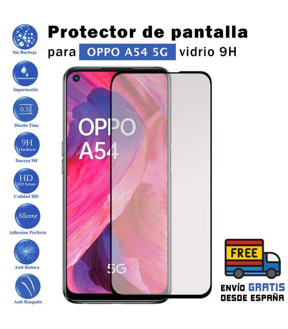 Protector de pantalla Oppo A54 5G Negro de Cristal Templado Vidrio 9H para movil - Todotumovil