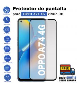Protector de pantalla Oppo A74 Negro de Cristal Templado Vidrio 9H para movil - Todotumovil