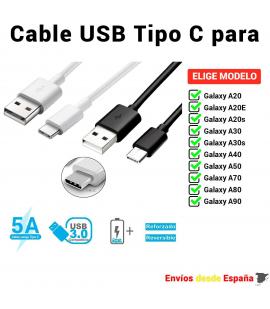 Cable USB Tipo C para Samsung Galaxy A20 A20E A20s A30 A30s de Carga rapida y Datos para móviles de 1 metro y 2 metros