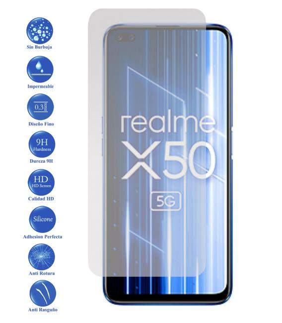Protector de pantalla Realme x50 de Cristal Templado Vidrio 9H para movil - Todotumovil
