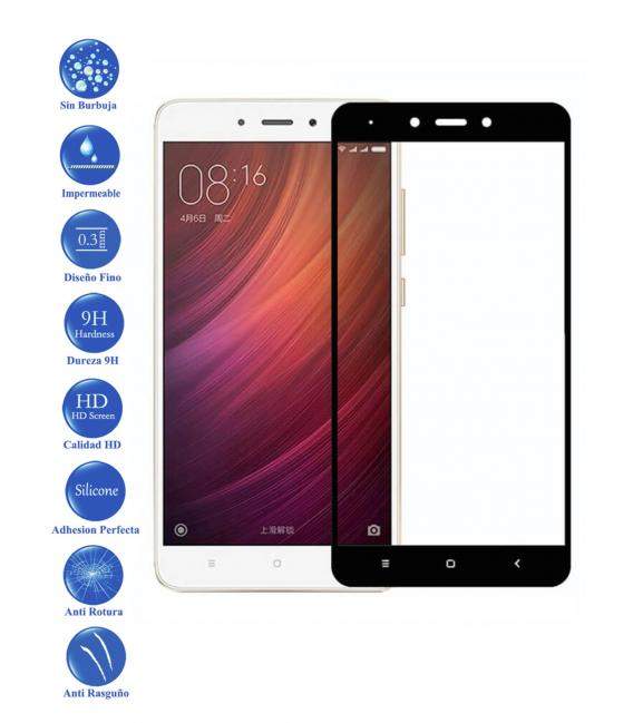 Protector de Pantalla Cristal Templado Completo para Xiaomi Redmi Note 4X Negro