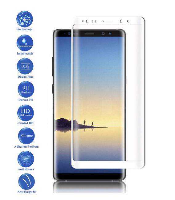 Protector de Pantalla Cristal Templado Completo Samsung Galaxy Note 8 Blanco